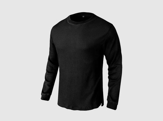 FitVille Men's Waffle-Knit Long-Sleeve Outdoor Crewneck-0