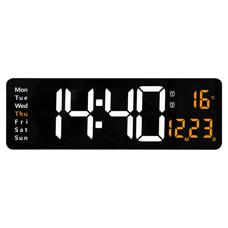 13/16 Inches Large LED Digital Wall Clock ,Wall Mounted Remote Control Temperature Date Week Display Timer Dual Alarm Clock - Memoriex 