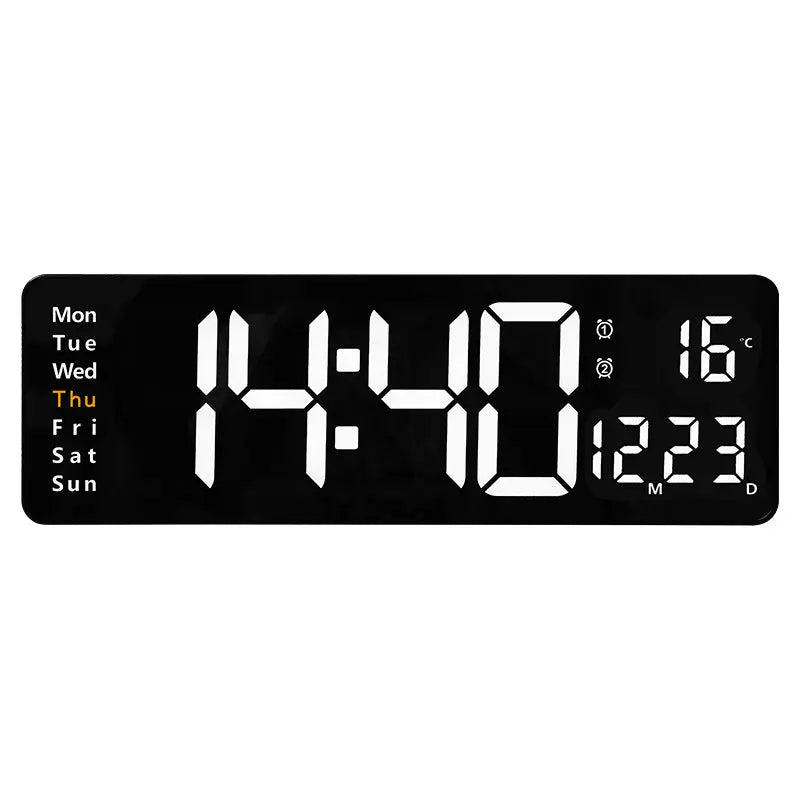 13/16 Inches Large LED Digital Wall Clock ,Wall Mounted Remote Control Temperature Date Week Display Timer Dual Alarm Clock - Memoriex 