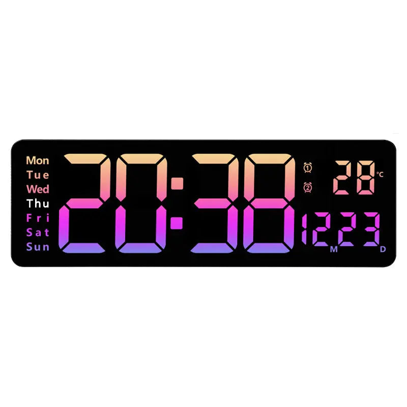 13/16 Inches Large LED Digital Wall Clock ,Wall Mounted Remote Control Temperature Date Week Display Timer Dual Alarm Clock - Memoriex 