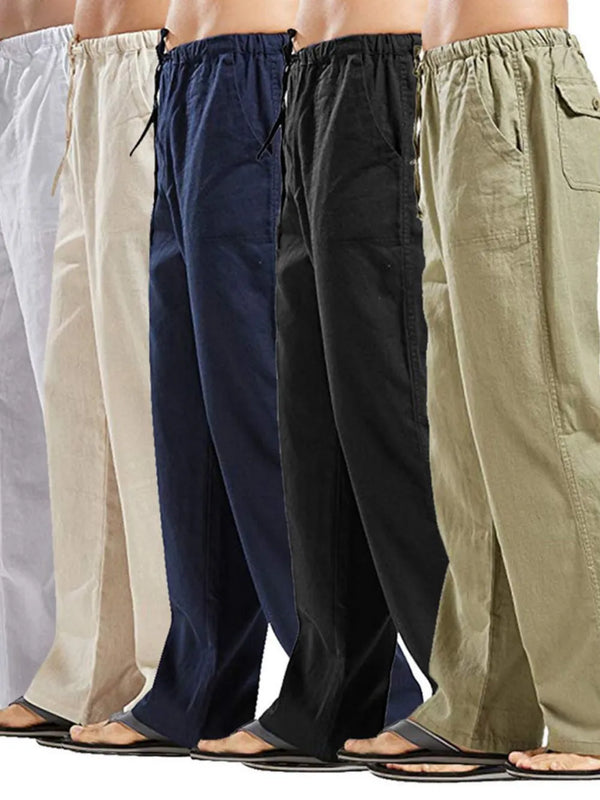 Men’s Plus-Size Drawstring Straight-Leg Trousers