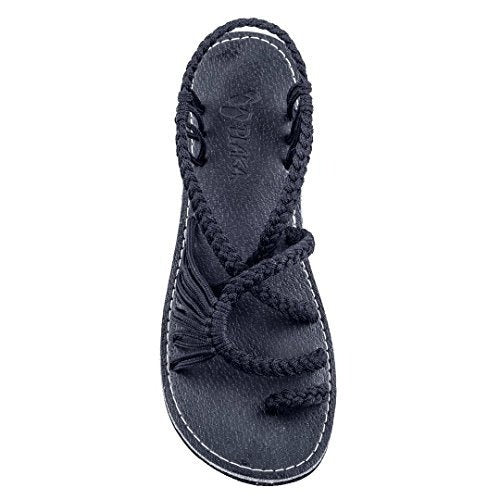 Woven sandals women's flat toe sandals - Memoriex 