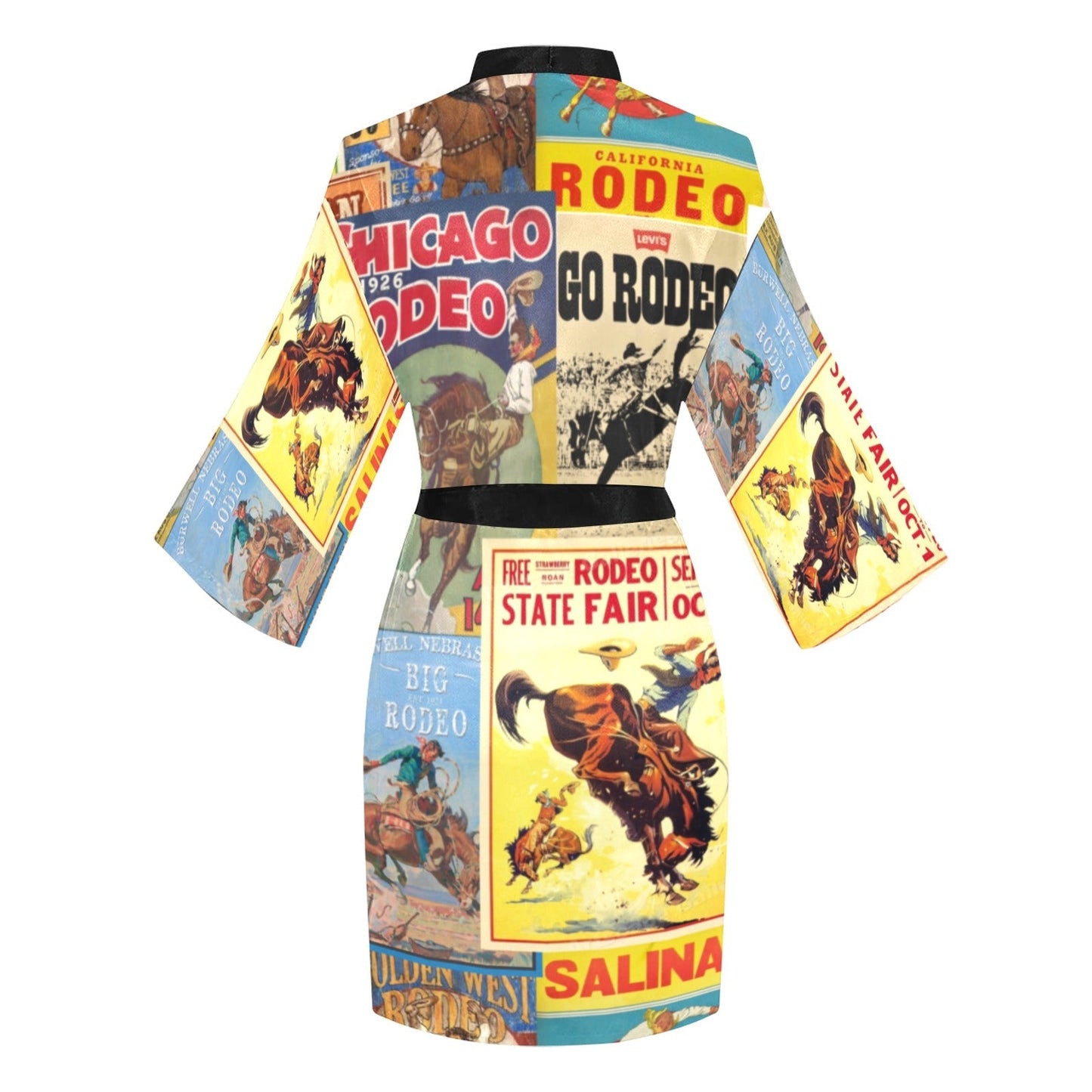 Vintage Rodeo Poster Women's Lounge Kimono Robe by Baha Ranch Western Wear-3