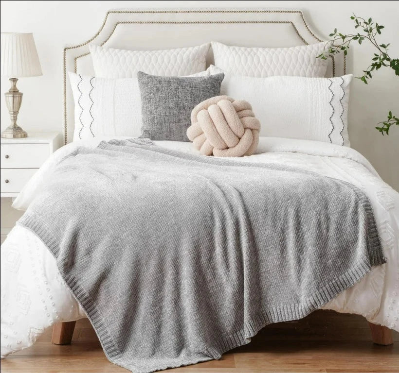 Textured Chenille Knit Throw Blanket-0