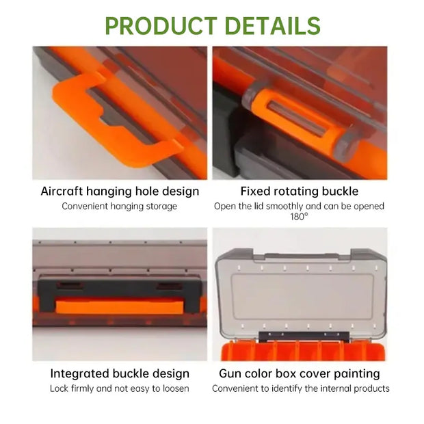 14-Compartment Fishing Tackle Box for Accessories, Lures & Hooks, Double-Sided Organizer. - Memoriex 