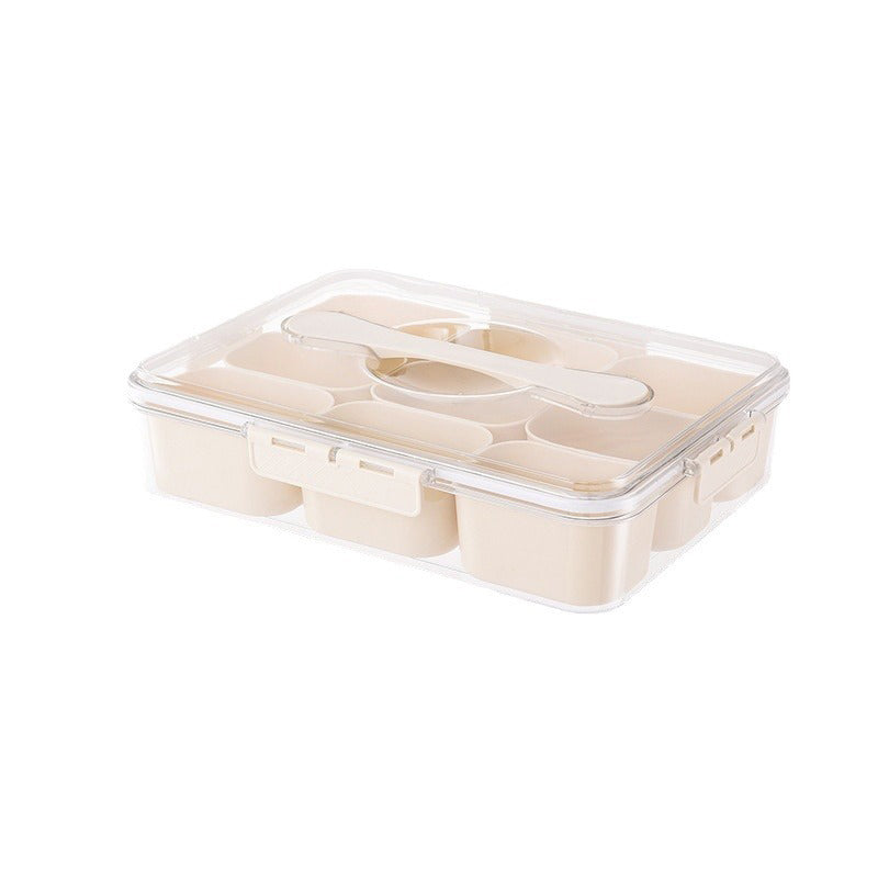 Design Sealed Snackle Storage Box With 9pcs Divider Plastic Divided Veggie Tray With Lid And Handle