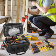 14" Heavy-Duty Tool: 2 Bags + Non-Slip Organizer (for Electricians, Multi-Pocket) - Memoriex 