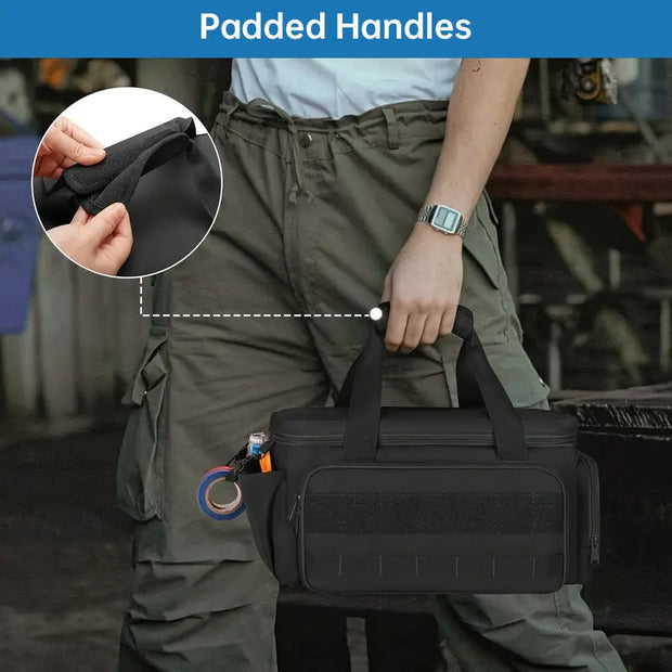 14" Heavy-Duty Tool: 2 Bags + Non-Slip Organizer (for Electricians, Multi-Pocket) - Memoriex 