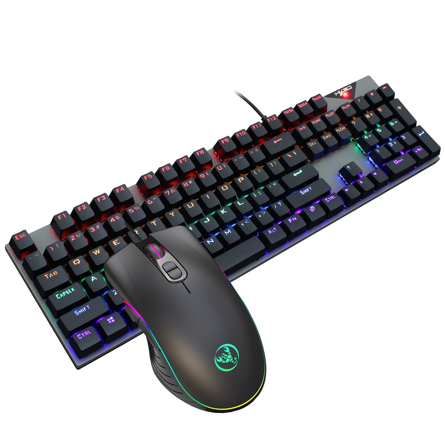 Suspended keycaps with real mechanical feel illuminated RGB keyboard and mouse game 104 keyboard and mouse wired set