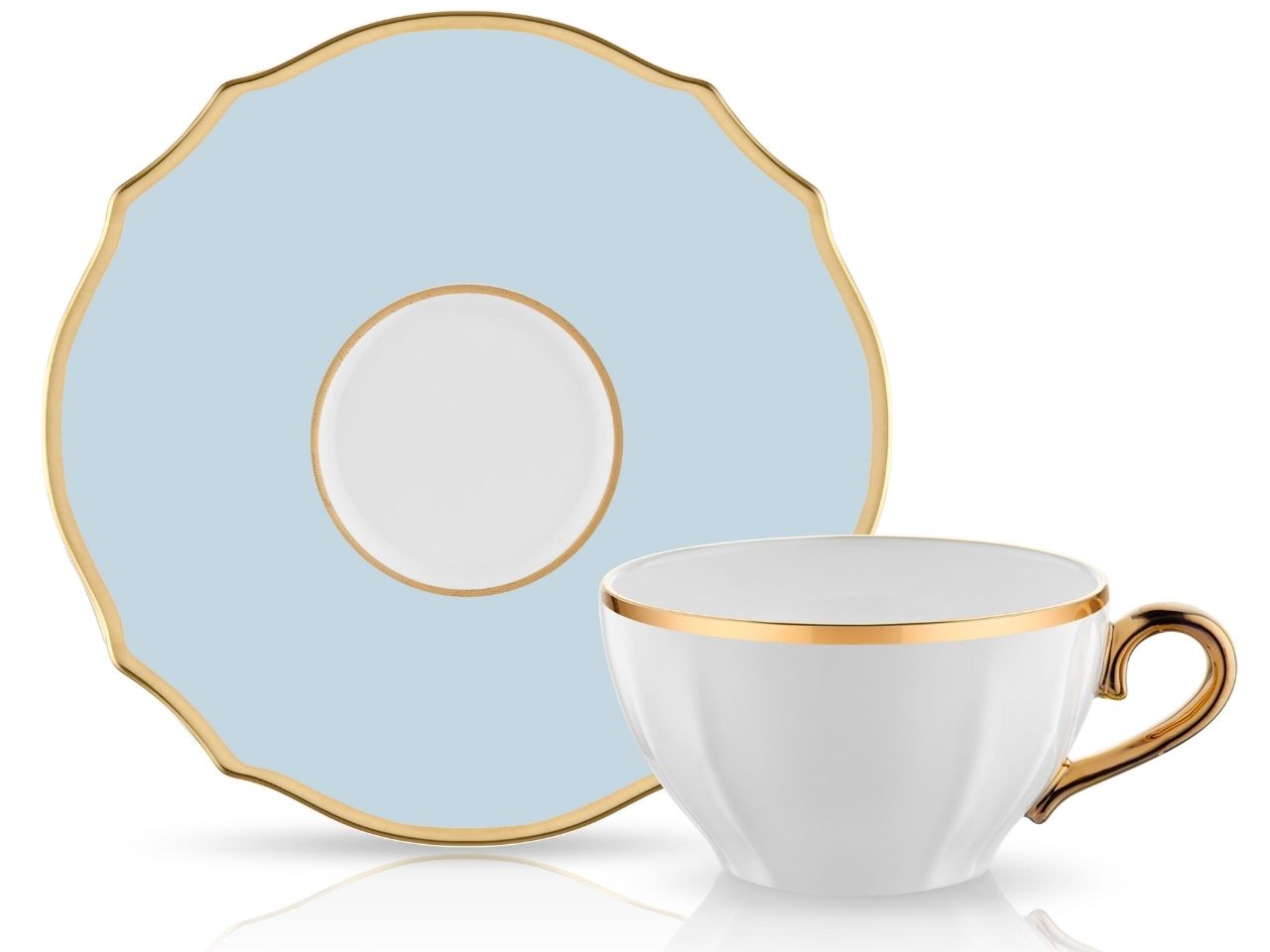 Poem Tea Cup and Saucer Set - Blue-0