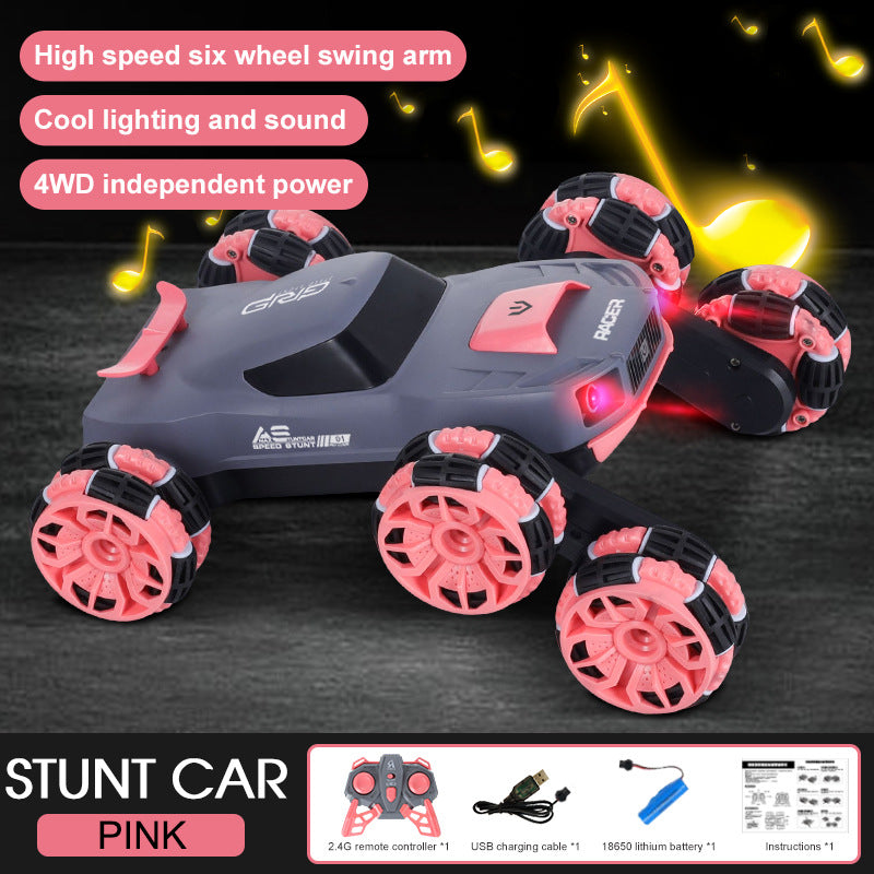 Remote Control Six-Wheel Swing Arm Stunt Car High-Speed Four-Wheel Drive Drift Off-Road Climbing Boys Rotating Deformation Remote Control Car - Memoriex 