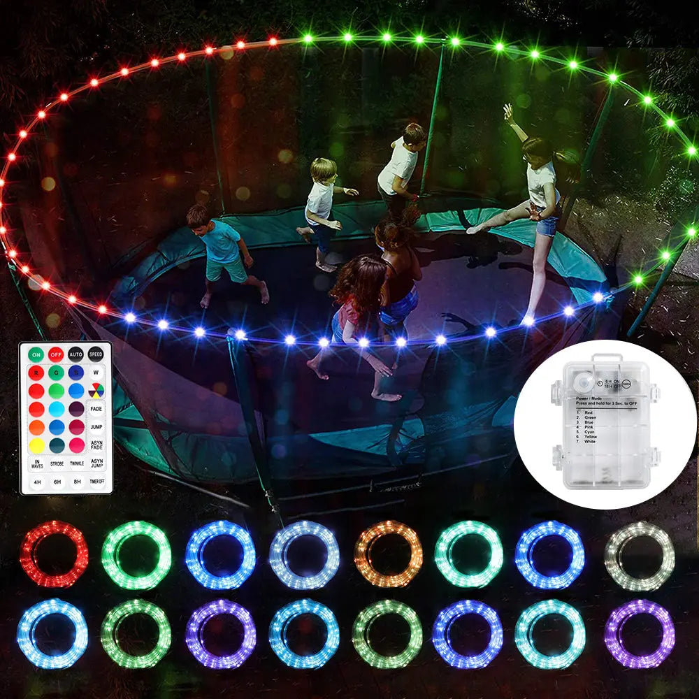 16 Colors RGB 10M/12M/15M LED Trampoline Lights, Remote Control Trampoline Rim LED Light-1