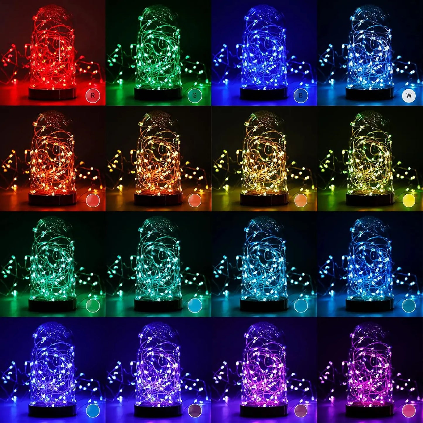 16 Colors Fairy Lights 2 Packs String Lights 16.4 Ft 50 LEDs with Remote-2