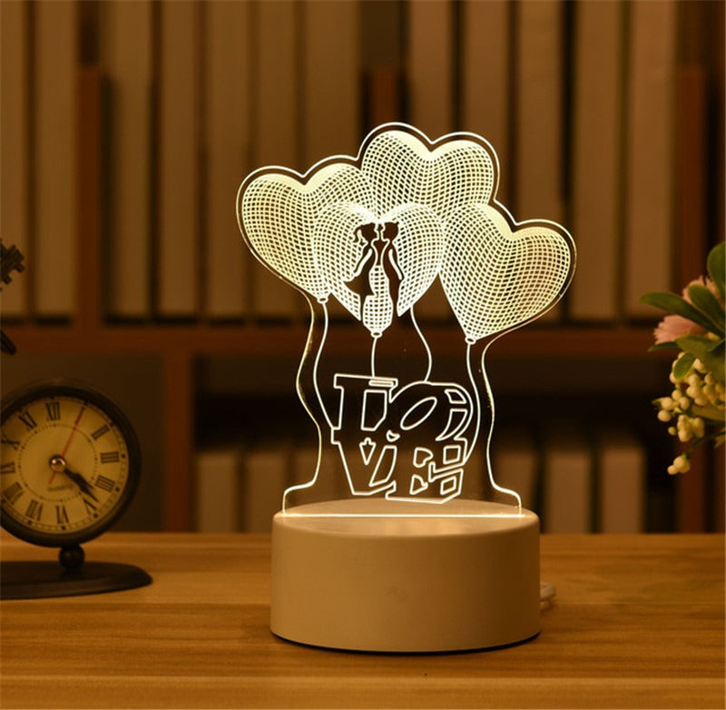 3D Night Light LED Table Light Creative Gift Bedhead Light Small Gift Valentine's Day Children's Day Gift