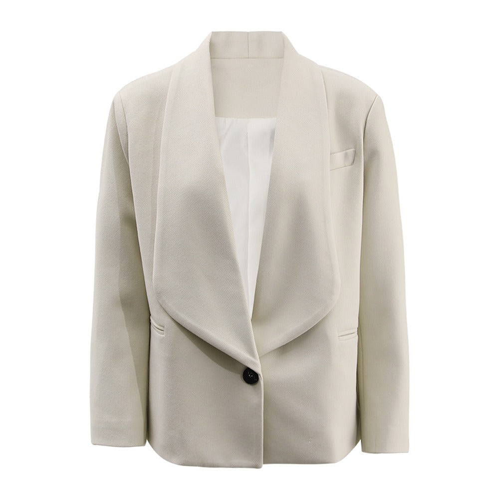 Cold apricot commuter suit jacket women's one button loose and simple temperament suit