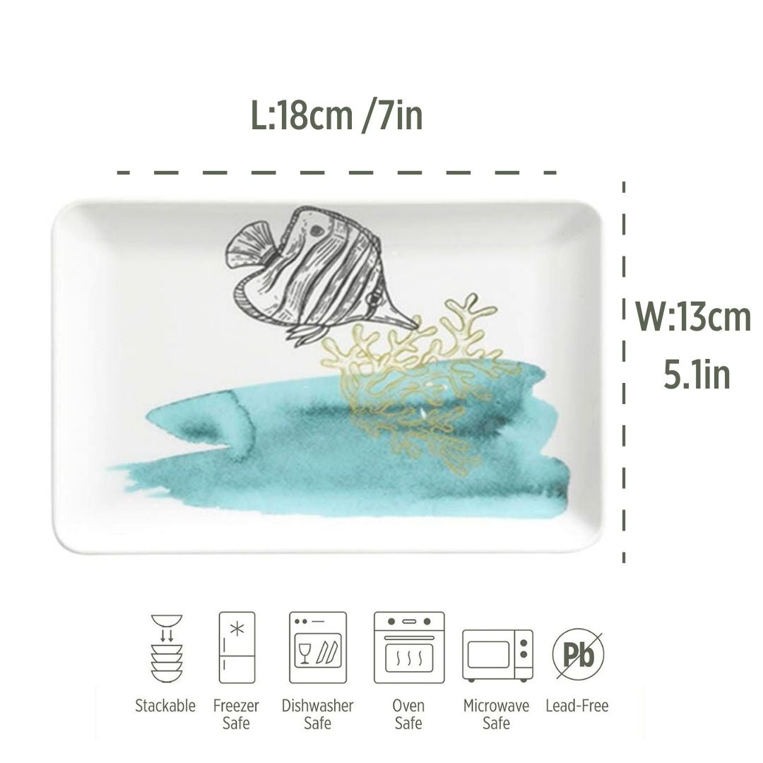 Porcelain Side Plate Nature Marine Fish 18cm-3