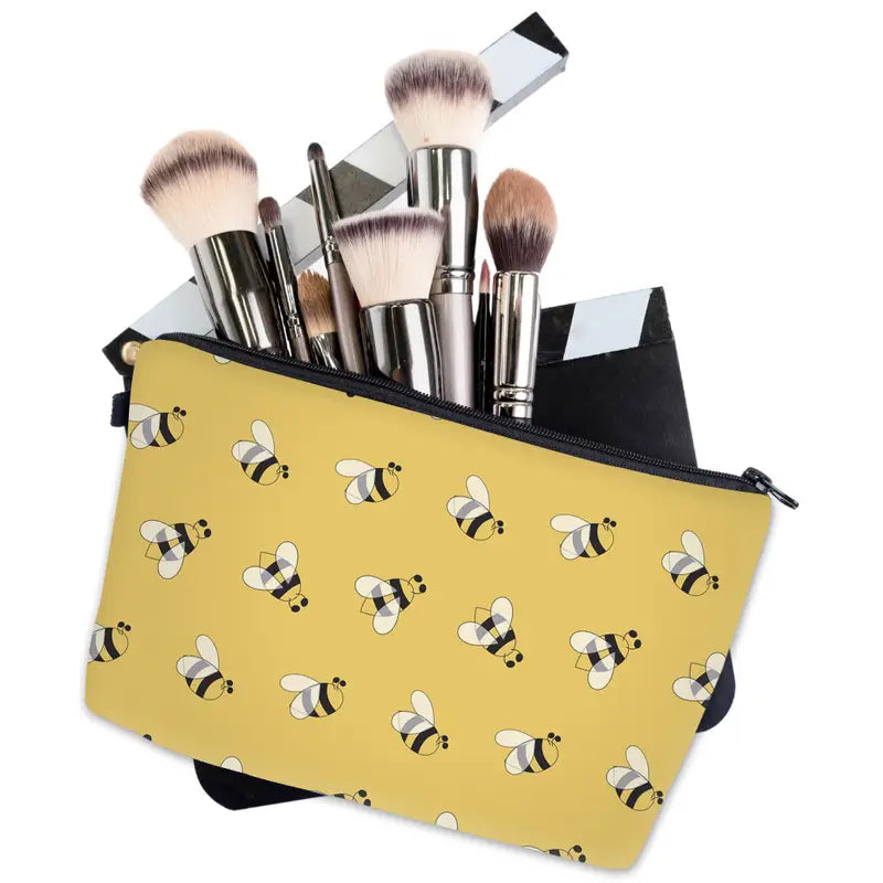 Bee Print Toiletry Bag  / Travel Makeup Pouch-1