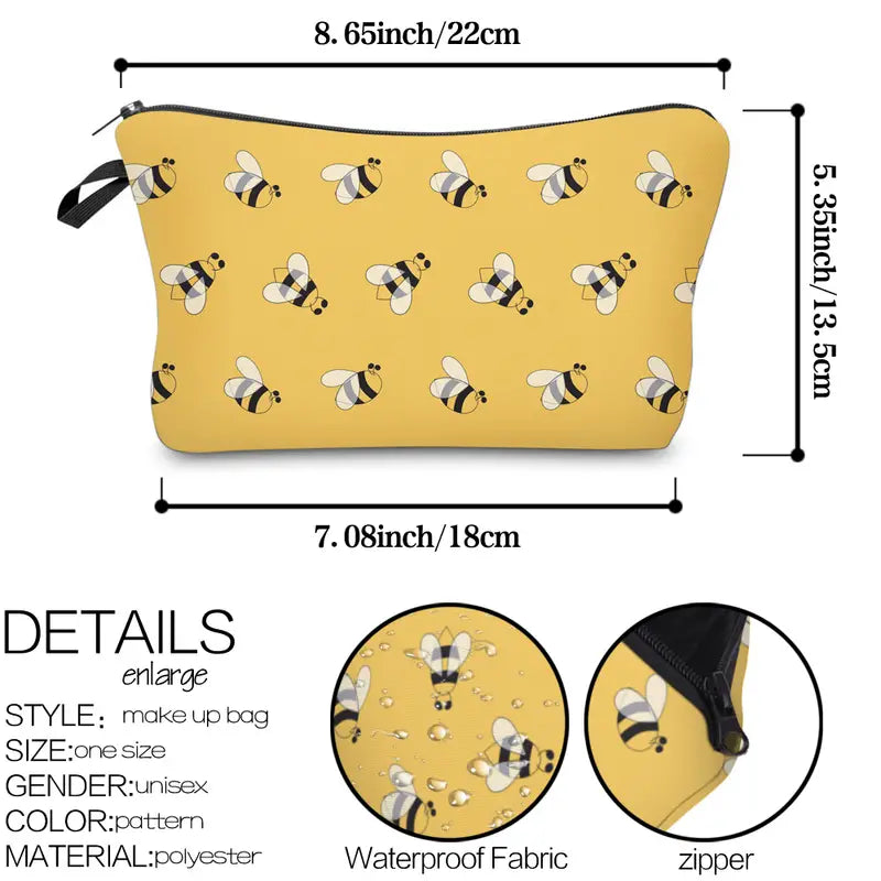 Bee Print Toiletry Bag  / Travel Makeup Pouch-2