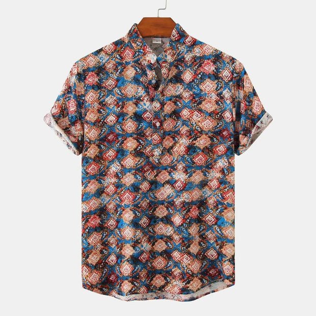 New Summer Floral Beach Short Sleeved Shirt In European and American Sizes, Summer Camouflage Printed Shirt For Men - Memoriex