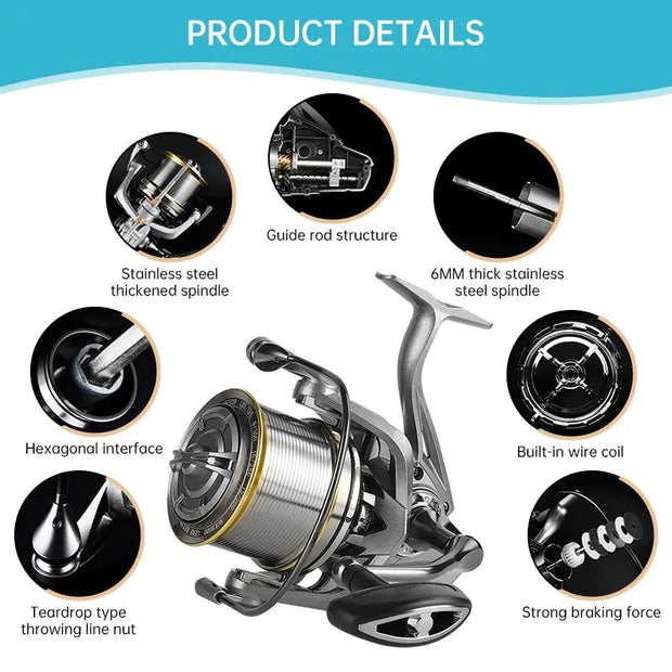 17+1BB 8000-14000 Series Aluminum Alloy Spool Fishing Reel, 4.8:1 Gear Ratio, Durable Long Casting for Baitcasting - Memoriex 