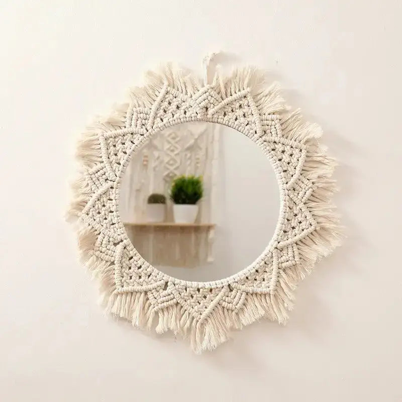 Macrame Wall Mirror Round - Memoriex 