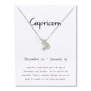 Birthday Gifts 12 Constellation Zodiac Pendant Necklace With White Card - Memoriex