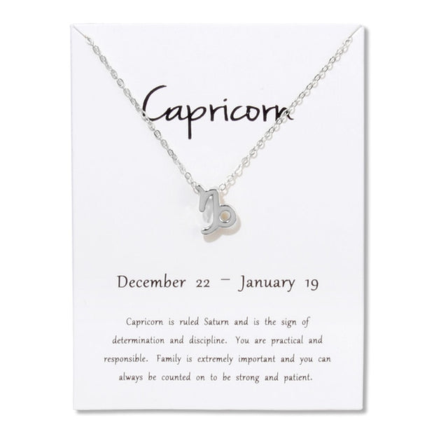 Birthday Gifts 12 Constellation Zodiac Pendant Necklace With White Card - Memoriex