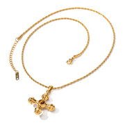 18K Gold Stainless Steel Cross Shelf Necklace - Memoriex 