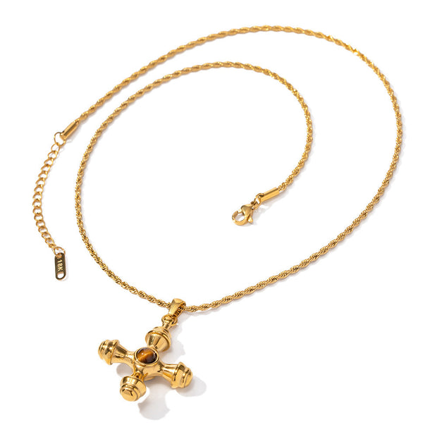 18K Gold Stainless Steel Cross Shelf Necklace - Memoriex 