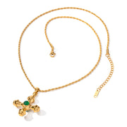 18K Gold Stainless Steel Cross Shelf Necklace - Memoriex 