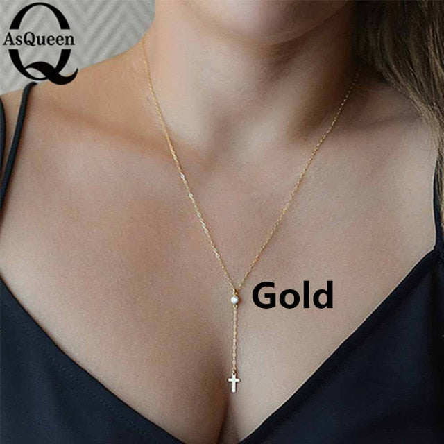 Small Gold Cross Pendant Necklace Women Girl Kids,Mini Charm Pendant - Memoriex 