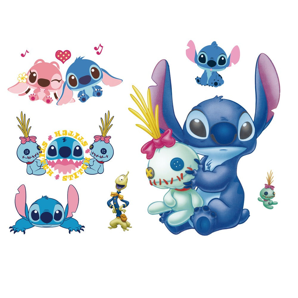 Stitch Children's Room Decoration Wall Stickers Self Adhesive Cartoon Stitch Broken Wall Baby Room Stickers