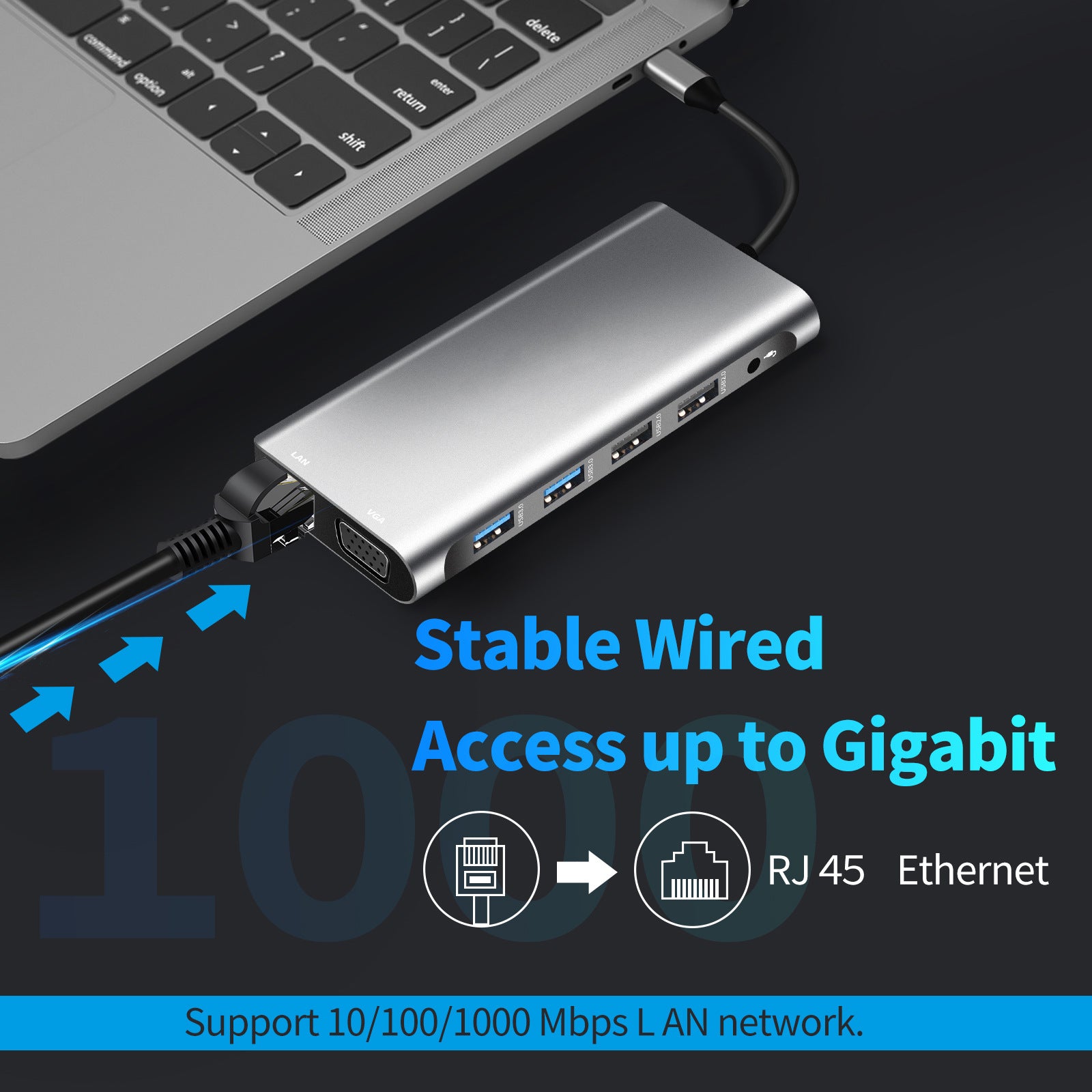 Type-C to Dual HDMI VGA Same Screen Dock 12 in 1 Notebook MacBook Converter USB HUB - Memoriex 