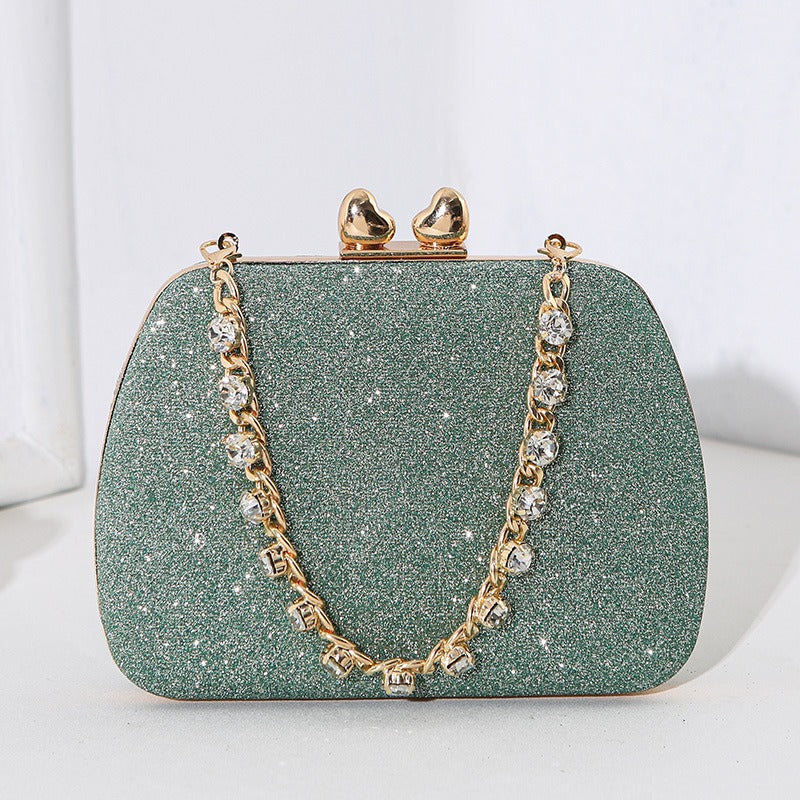 Little Love Water Diamond Chain Handheld Crossbody Small Square Bag Celebrity Banquet Handheld Bag - Memoriex 