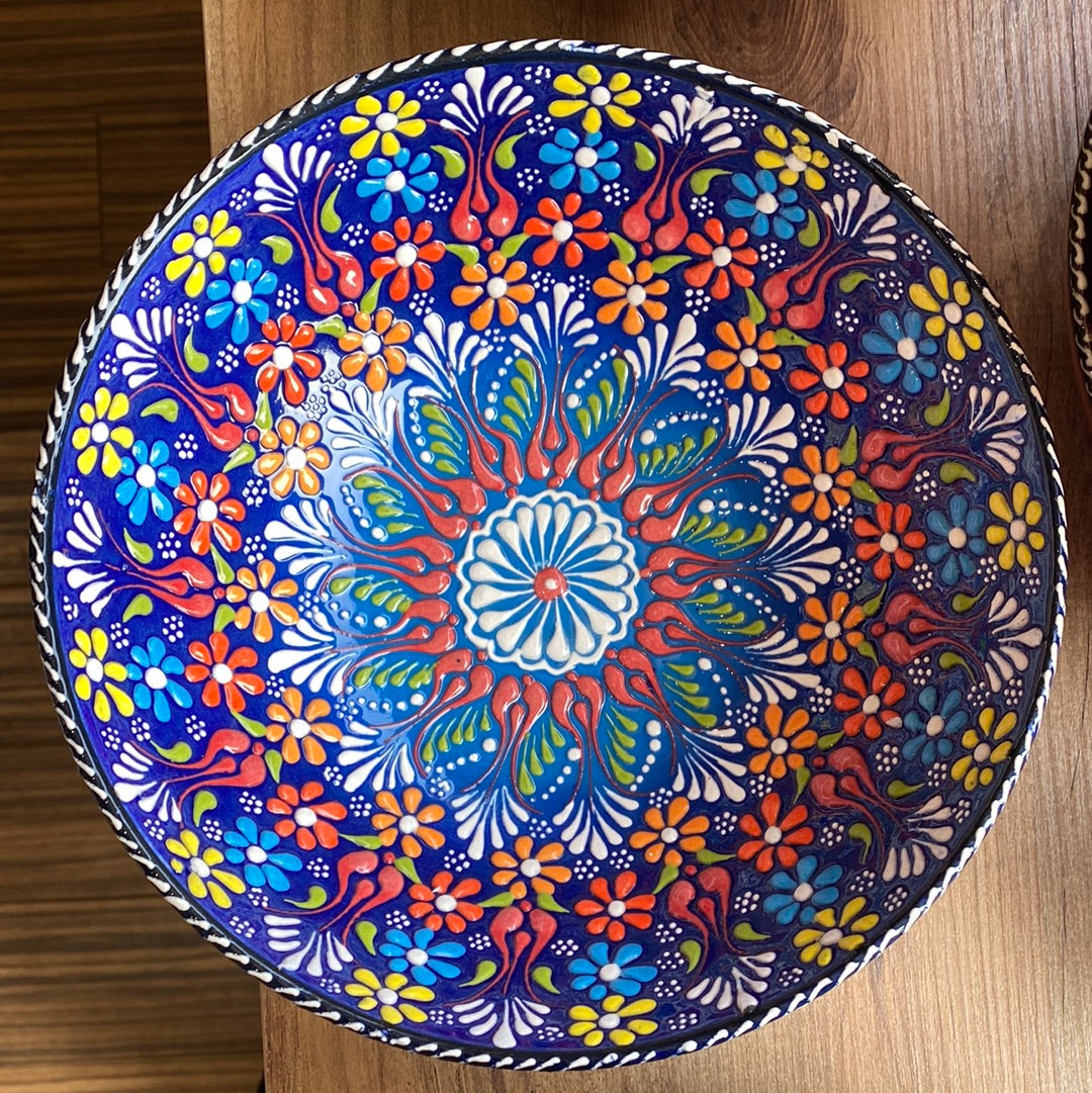 Handmade Ceramic Bowl Mexican Blue to Navy Blue 21cm-4