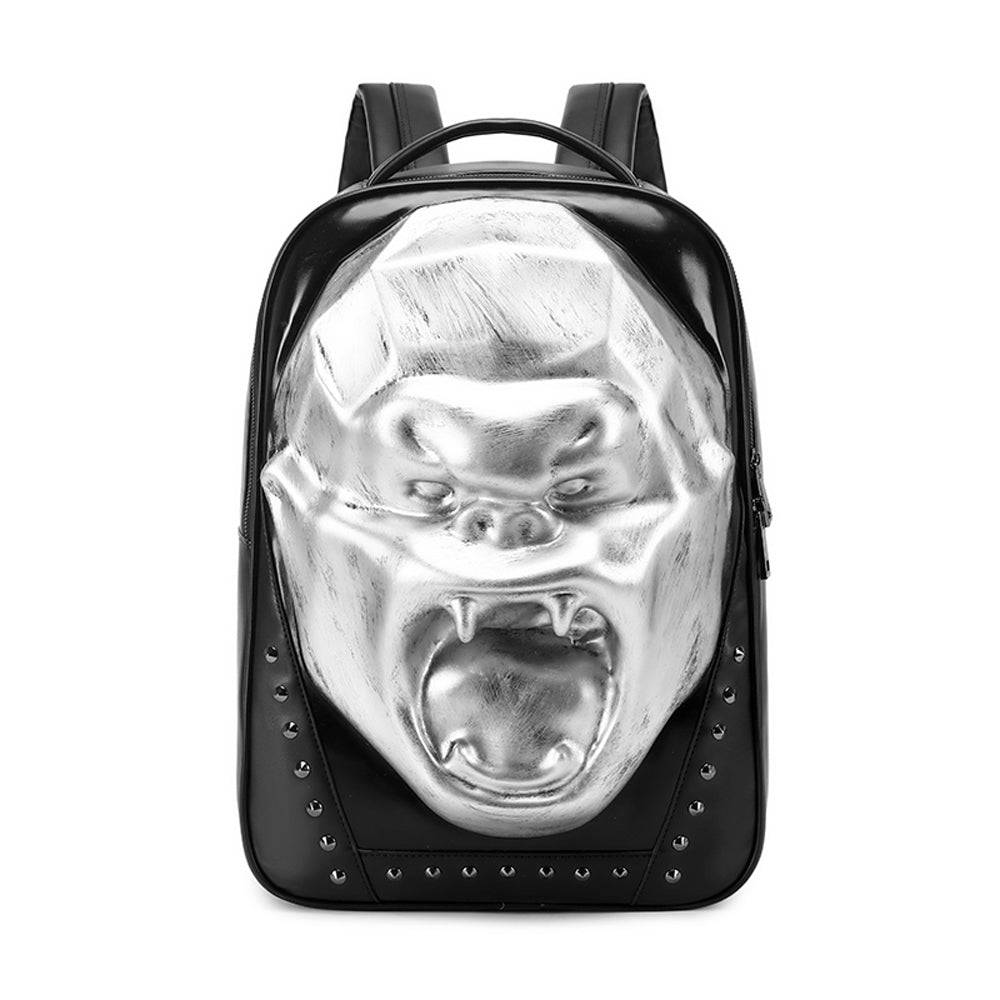 Cool Unisexs 3D Skull Backpack ,Angry King Kong Backpack , Studded Large Volumn Laptop Backpack-3