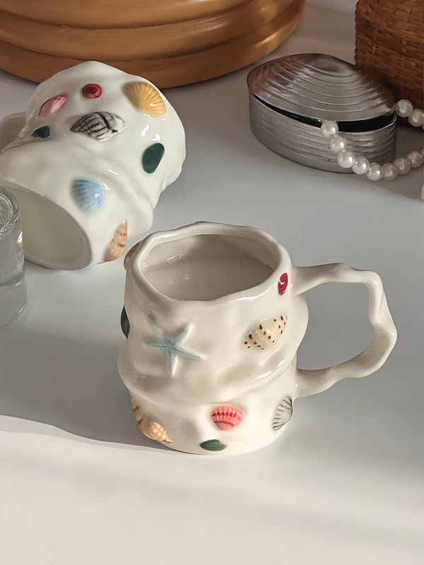 Seaside Treasures Ceramic Mug, Whimsical Coffee Tea Cup at Home or Work-0