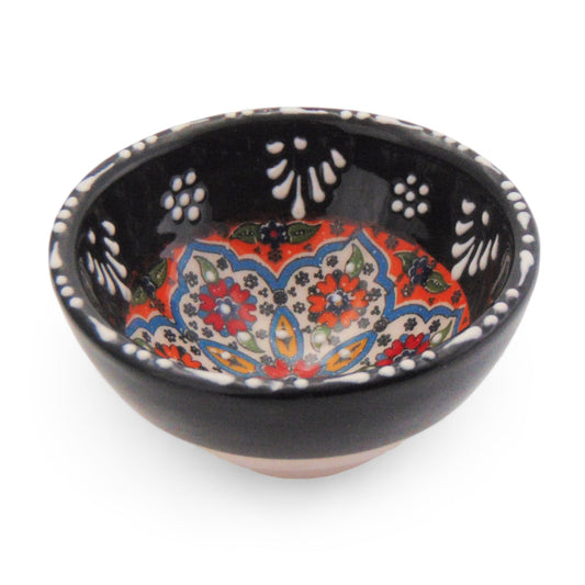 Handmade Ceramic Bowl Mexican Black 8cm-0