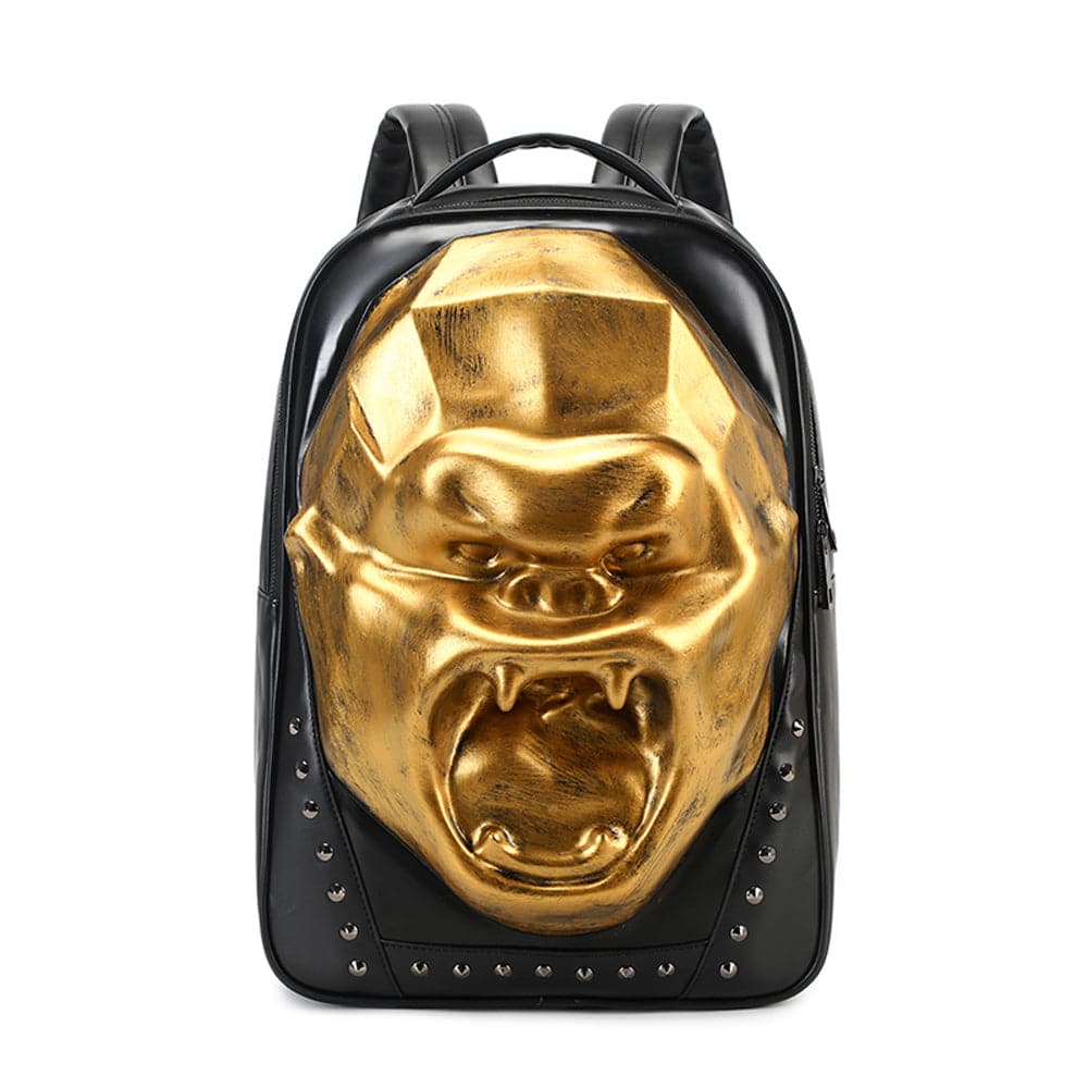 Cool Unisexs 3D Skull Backpack ,Angry King Kong Backpack , Studded Large Volumn Laptop Backpack-1