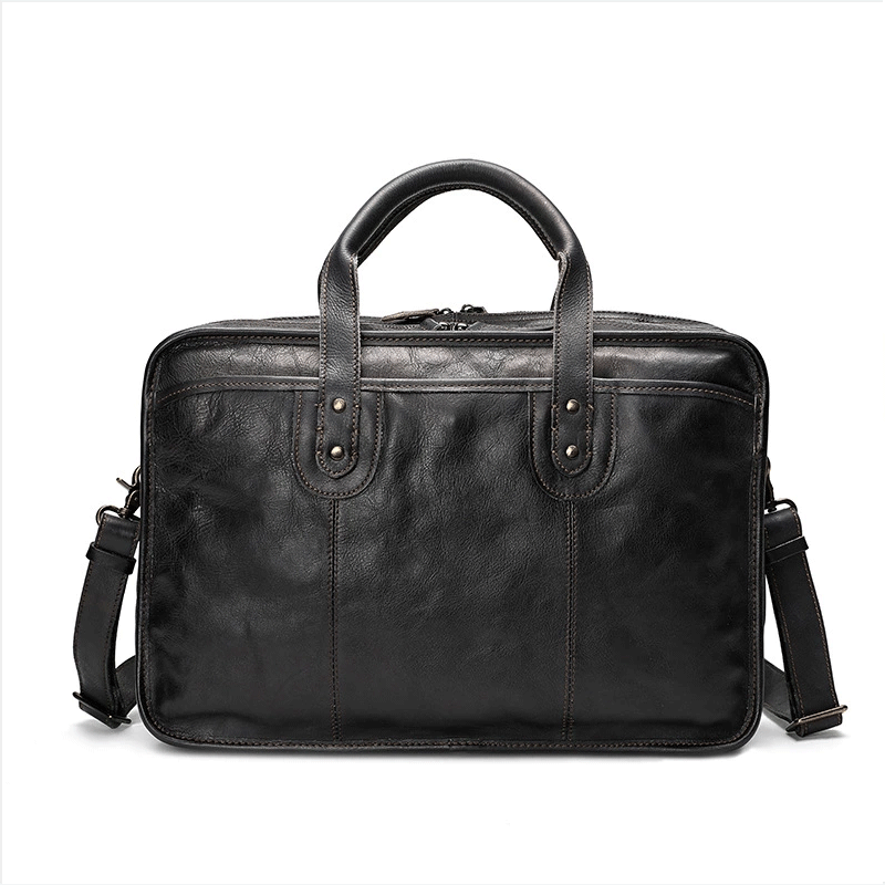 Vegetable Tanning Leather  Briefcase-2