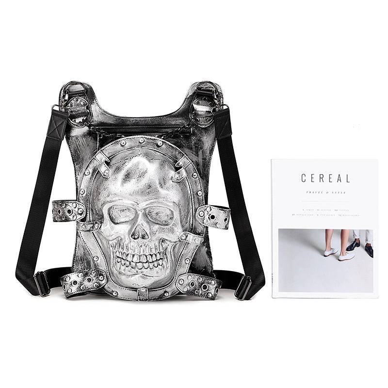 Cool Unisexs 3D Skull Backpack ,Leisure Backpack , Chain Handle Bag-3