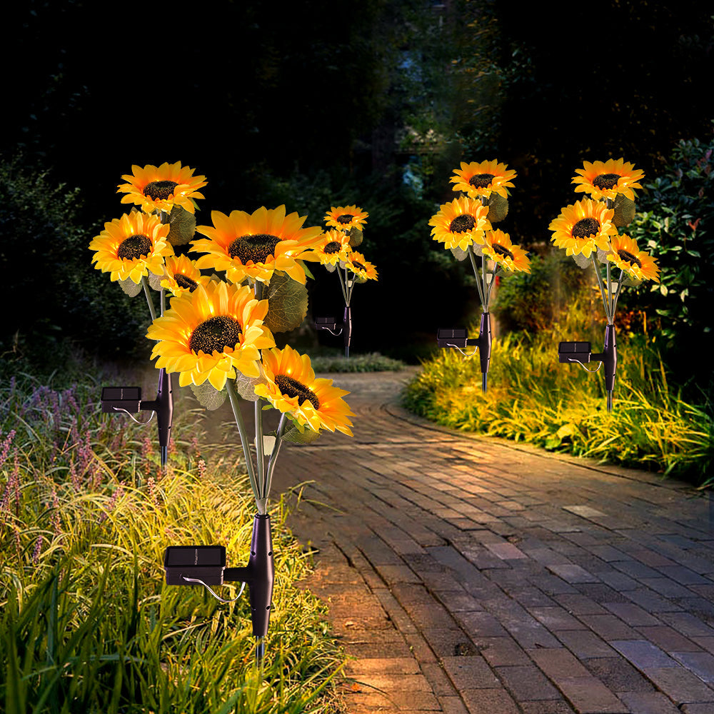 Solar Powered Sunflower Light Outdoor Decoration(2 Packs)-0