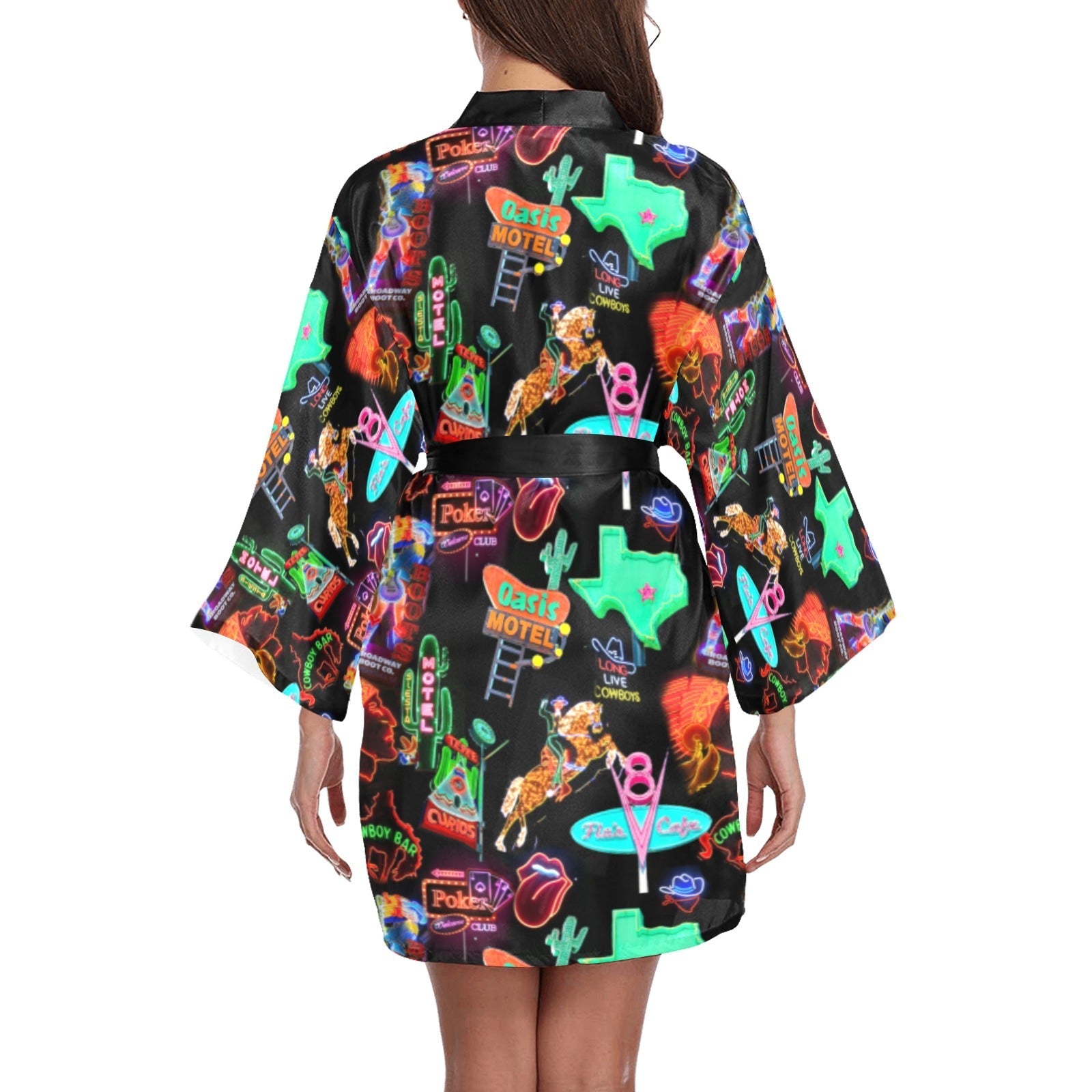 Vegas Neon Women's Lounge Kimono Robe by Baha Ranch Western Wear-1