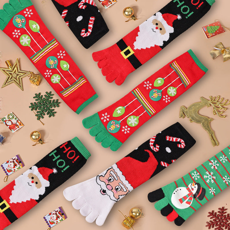 Festive Fun: Cute Christmas Five-Finger Socks - Memoriex 