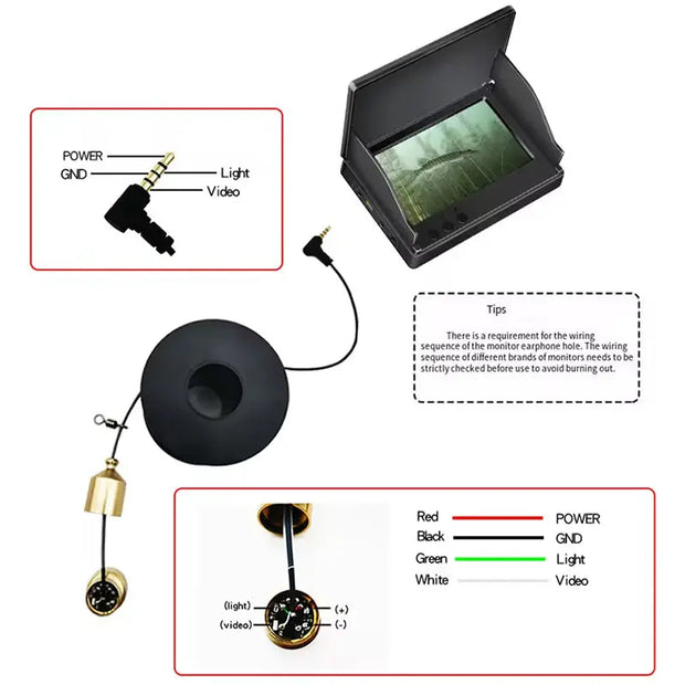 1pc 12 - 28V Underwater Fishing Camera with Infrared, Waterproof Fish Finder Accessories - Memoriex 