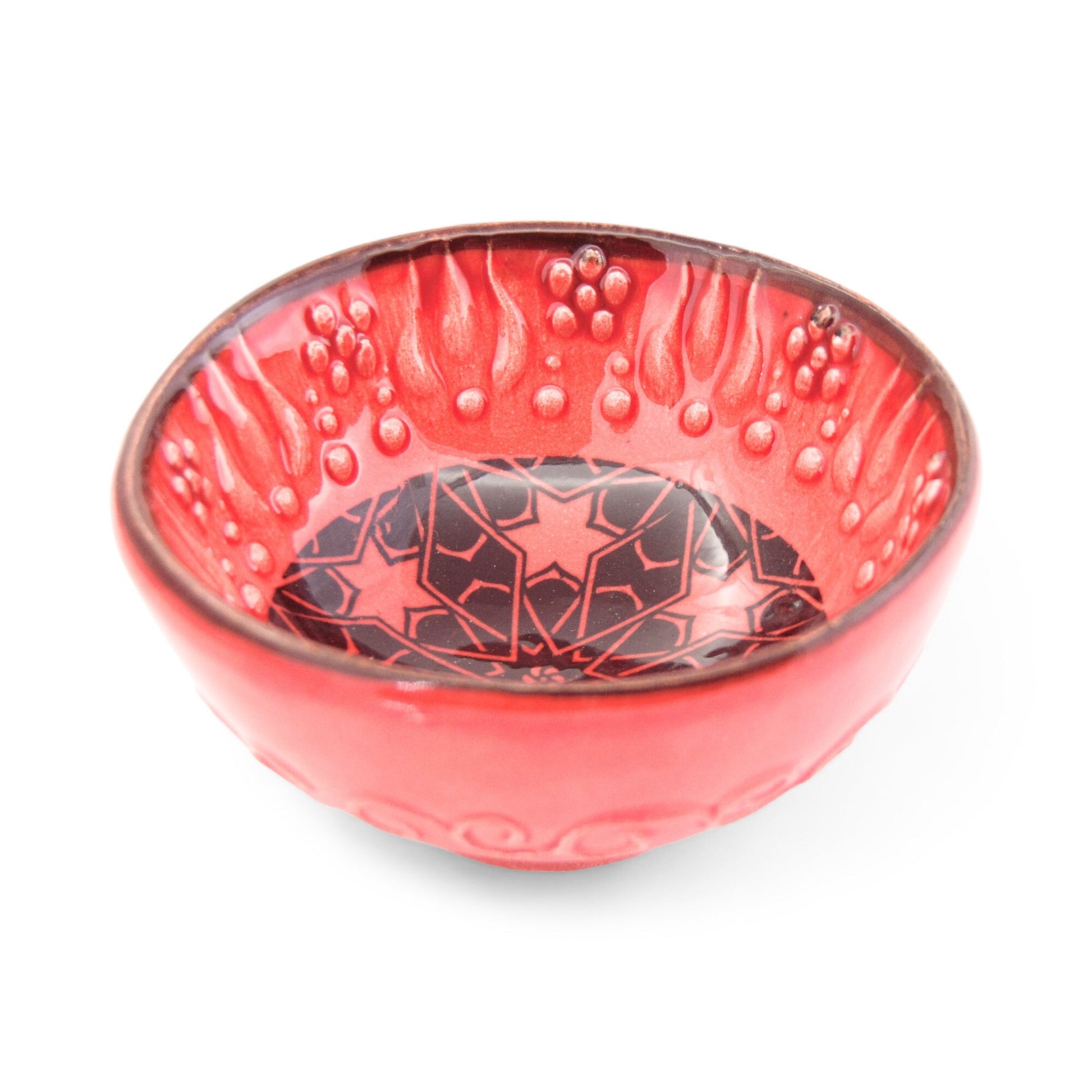 Handmade Ceramic Bowl Multicolour Red 8cm-1