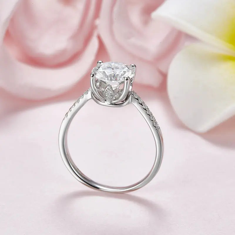 2 Carat Moissanite Diamond (8 mm) Engagement Ring 925 Sterling Silver MFR8347-2