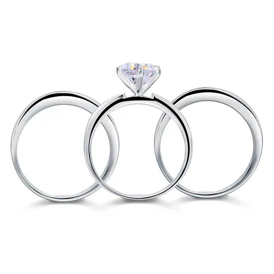 2 Ct Created Diamond 925 Sterling Silver Wedding Engagement Ring Set 3-Pcs XFR8101-4