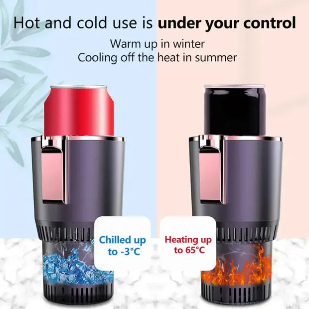 2 In1 Car Heating Cooling Cup 12V Smart Car Cup Holder Digital Temperature Display Drink Cup Warmer Cooler Mini Car Refrigerator - Memoriex 