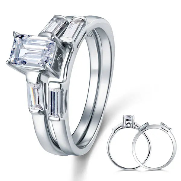 2-Pcs Wedding Band Engagement Ring Set XFR8029-0